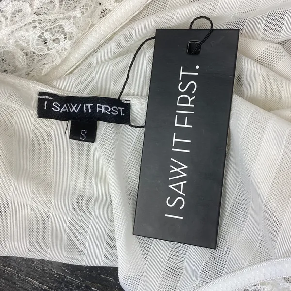 White Sheer Striped Lace Sleeveless Bodysuit From I Saw It First NEW S - Image 4
