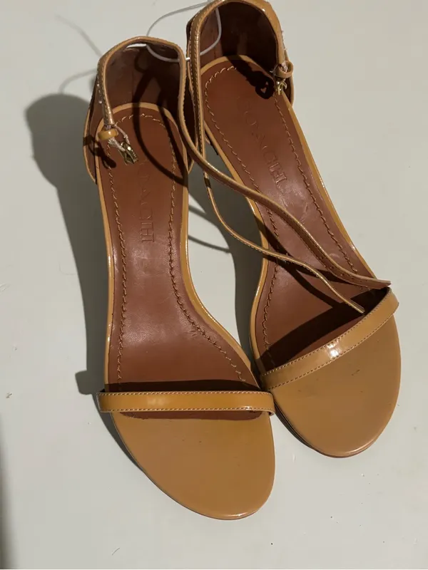 Coach Patent Leather Tan Ankle-Strap Heels - Image 5