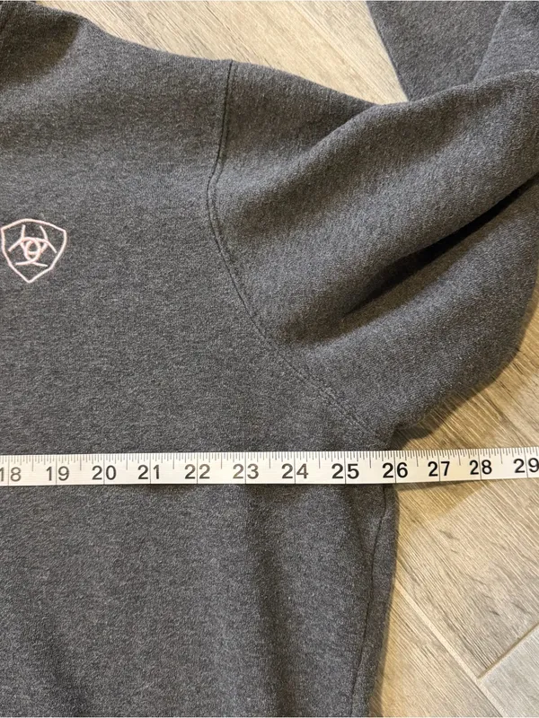 Ariat Women's XXL Heather Gray Pullover Fleece Hoodie Pockets Embroidered Logo - Image 5