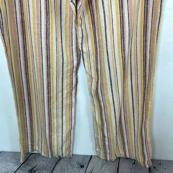 D&Co Naturals Linen blend pull on pants multicolor Striped Pants size Large - Image 7
