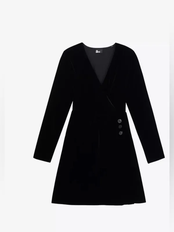 The Kooples Black Wrap Mini Dress - Image 3
