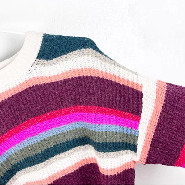AMERICAN EAGLE Striped Long Sleeves Drop Shoulder Cropped Sweater Small Casual - Image 6