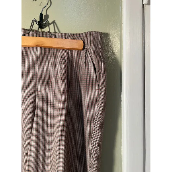 A New Day Womens Sz 6 Wide Leg Dress Pant Trousers Pleated Houndstooth Cream Tan - Image 4