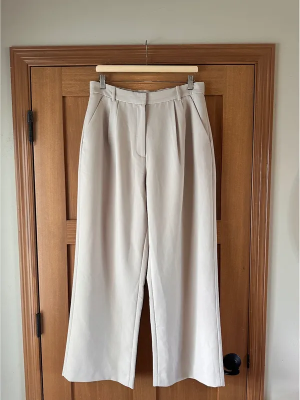 Abercrombie & Fitch Sloane Tailored Wide Leg Pants Trouser Beige Women’s 12/31 - Image 14