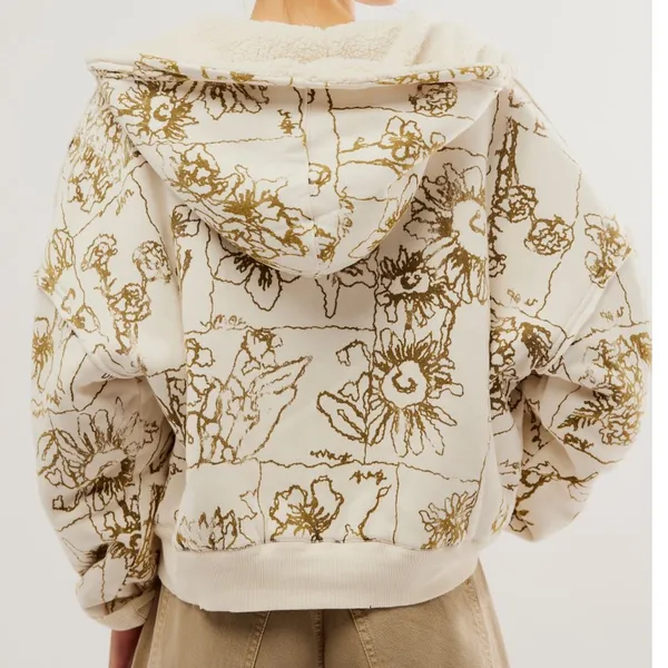 Free People Billie sherpa hoodie in ivory combo - Image 2
