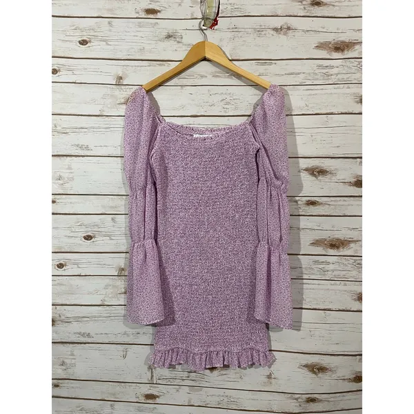 Petal & Pup Bonita Shirred Frill Long Sleeve Dress - Purple - US 4 - Image 8