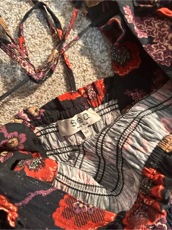 SEA New York Black Floral Maxi Dress with Puff Sleeves - Image 3