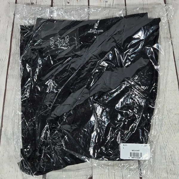 Area Stars Neela Skirt‎ Black Linen Blend Knot Front Slit Midi Skirt Small NEW - Image 7