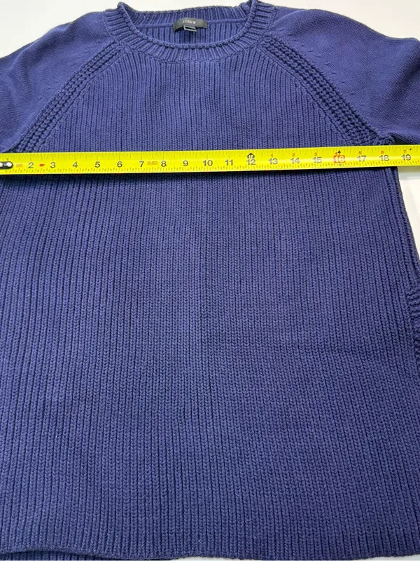 J. Crew Cotton Blend Navy Crewneck Sweater with Side Ties - Image 4