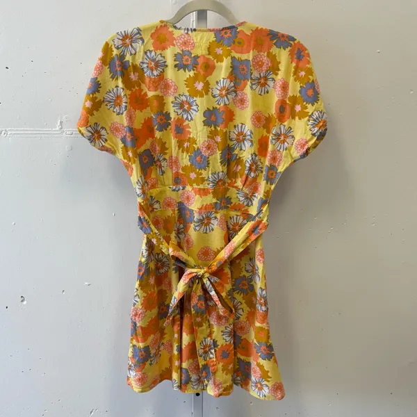 Marine Layer Camila Dress V-Neck A-Line Mini Yellow Vintage Floral Print Small‎ - Image 3
