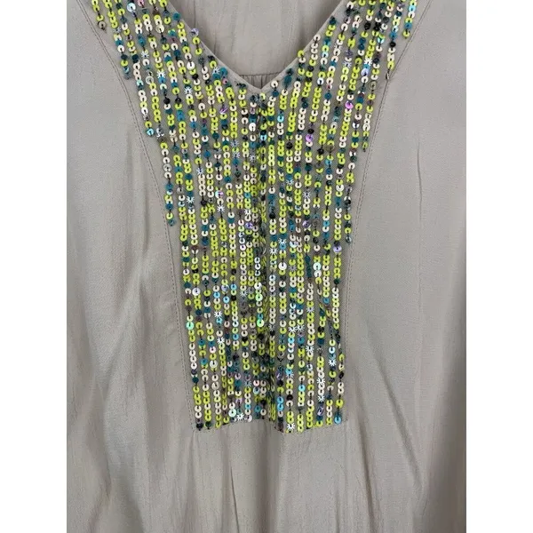 Maeve Anthropologie Cream Kristie Long Balloon Sleeve Sequin‎ Peasant Blouse S - Image 8