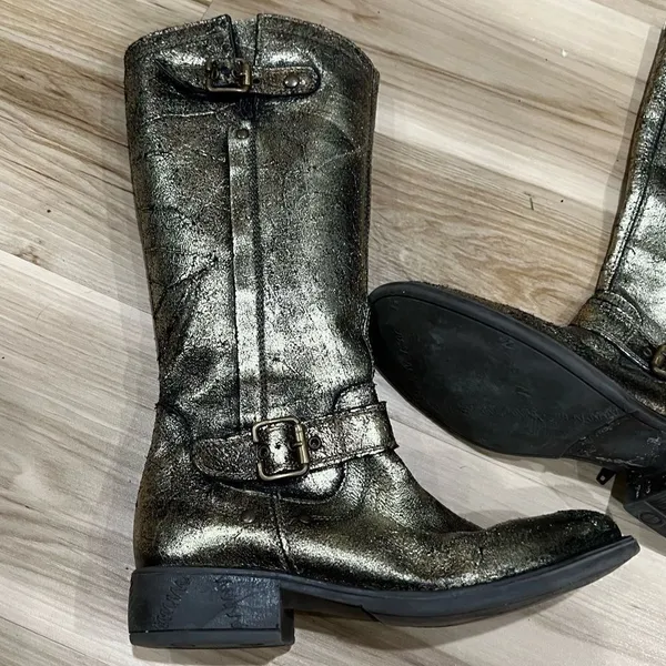 Eric Michael Gold Crackle Riding Boots Women’s (35) 4.5/5 - Image 2