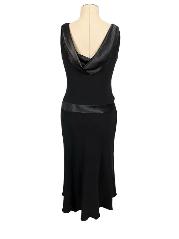 Liz Claiborne VTG Liz Taylor Black Sleeveless Midi Dress 10 Cowl Drape Back Cocktail Formal - Image 4
