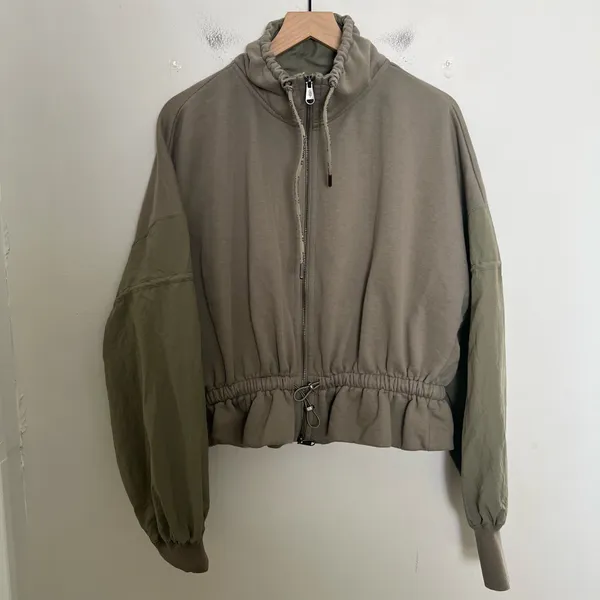 FREE PEOPLE- Movement From The Top Sweatshirt Olive Green Size M - Image 2