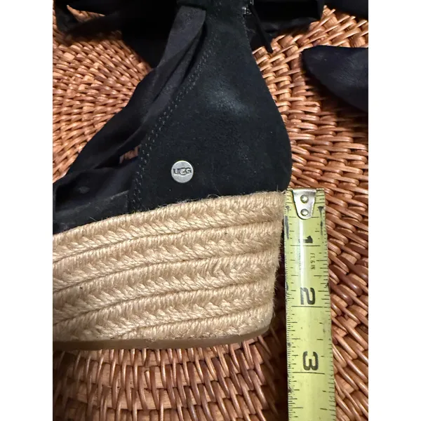 UGG‎ Trina Black Suede Espadrille Wedge Ankle Tie Sandals 1019106 - Image 8