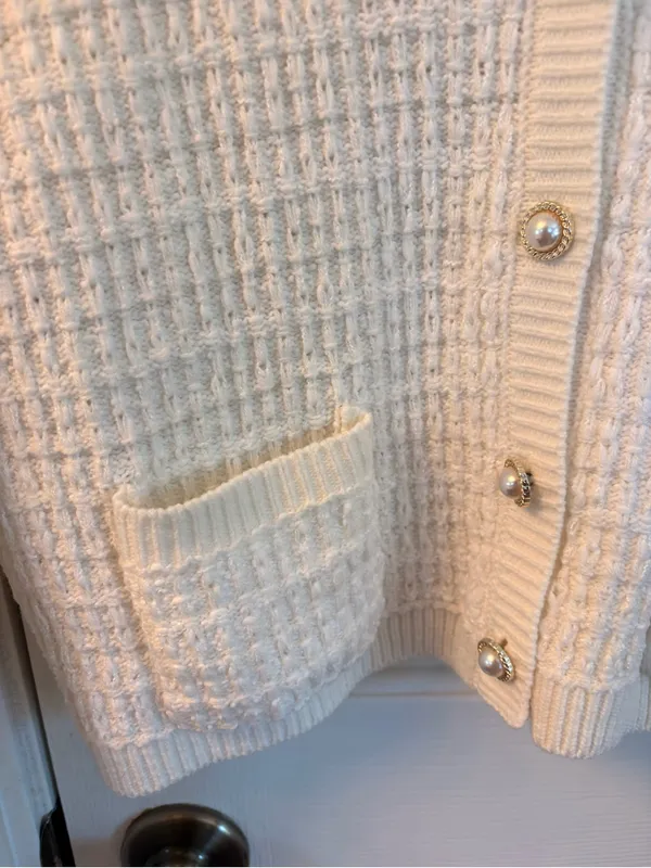 Jessica Simpson Cream Textured Open-Front Cardigan Size L - Image 5