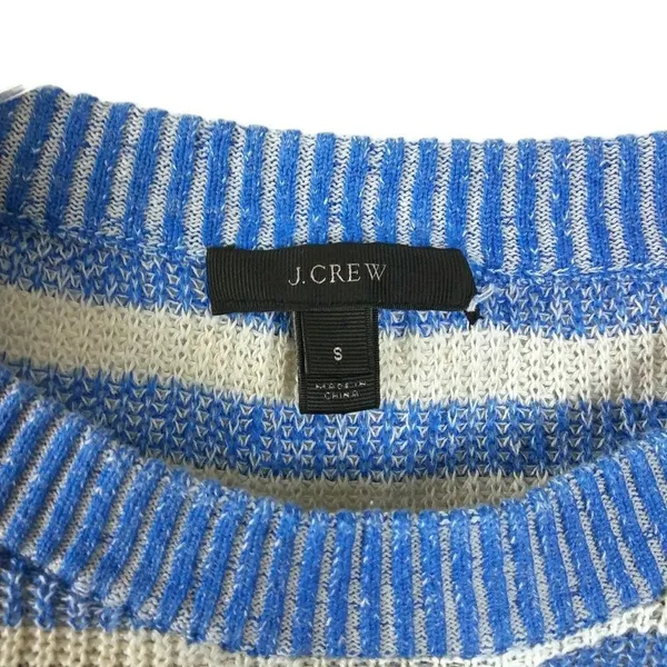 J CREW Blue White Stripe knit Sweater Top Blouse - Image 3