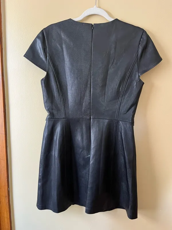 Amanda Uprichard Black Faux Leather Mini Dress - Image 8