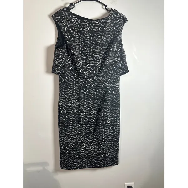 Eliza J Womens Black White‎ Chevron Popover Sheath Dress Sleeveless Size 10 - Image 4