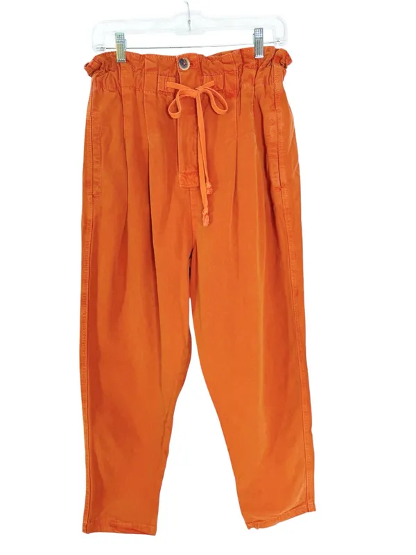 Free People Margate Pleated Trouser Pants Bird of Paradise Orange Size S - Image 7