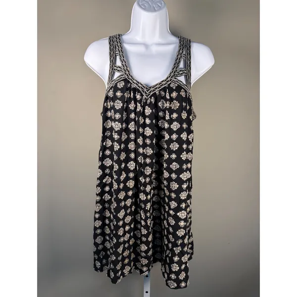 American‎ Eagle Boho Printed Swing Dress Cutout Back Mini Festival Small - Image 2