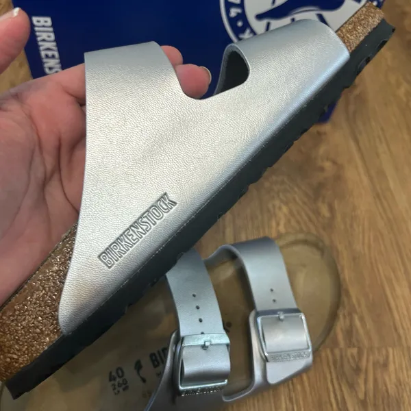 Birkenstock Arizona silver gladiator sandals shoes new - Image 6