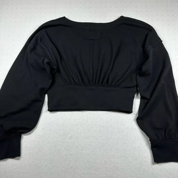 Free People We The Free All Nighter Thermal Cropped Top Women’s XL Black NWT - Image 3