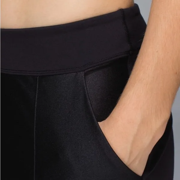 Lululemon Black Shine Elastic Waist Slim Leg Trouser Pants Size 4 - Image 3