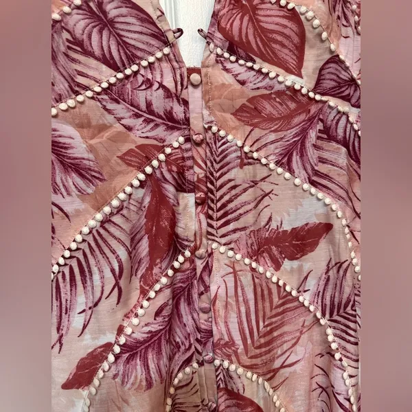 ASOS palm print structured mini dress with lace trim detail and puff sleeve - Image 6