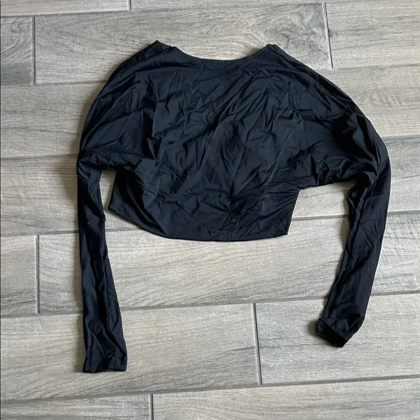 Garage Black Long Sleeve Cropped Wrap-Style Top - Image 4