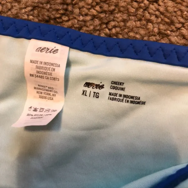 NEW NWT AERIE AMERICAN EAGLE Light Blue Cheeky Tie Side String Bikini Bottom XL - Image 9