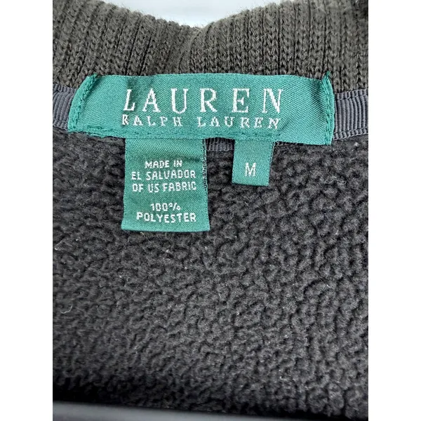 Lauren Ralph Lauren Jacket Fleece Snap Front M Black Cargo Pocket Utility - Image 5