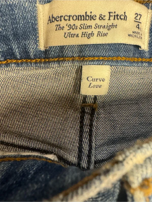 Abercrombie & Fitch The ’90s Slim Straight Ultra High Rise Jeans Size 27 EUC - Image 3