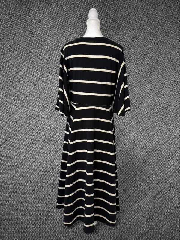Who What Wear Black And White Striped Ruffle Sleeve Dress - Image 8