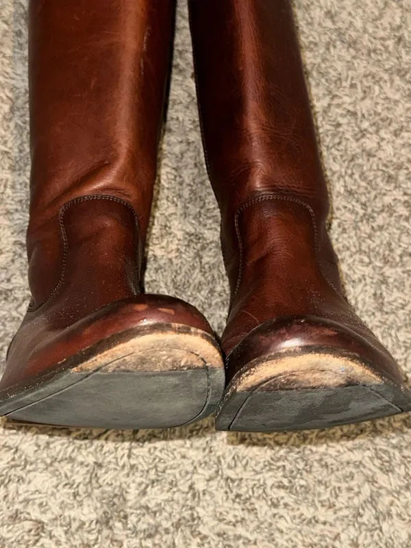 FRYE Molly Button Tall Brown Leather Riding Boots - Image 12