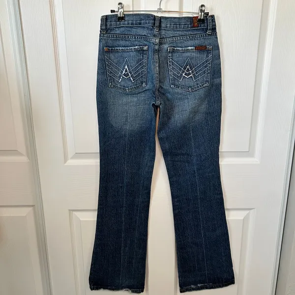 7 for All Mankind‎ Bootcut Jeans Women's Size 27 Mid Rise A Pocket Blue Denim - Image 2