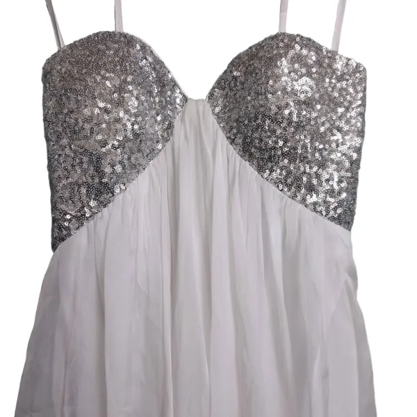 La Femme PARIS White Silver Sequined Open Back Cocktail Party Dress 0 - Image 3