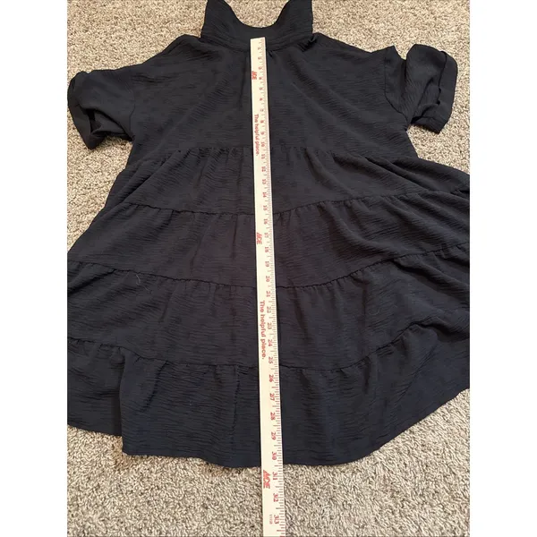Vici Black On Black Polka Dot Oversized Babydoll Mini Shirt Dress Size Small - Image 7