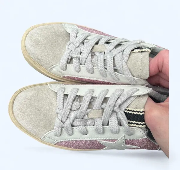 Shu Shop REBA White & Pink Sparkle Tennis Shoes Fashion Sneaker size 6.5 Glitter - Image 8