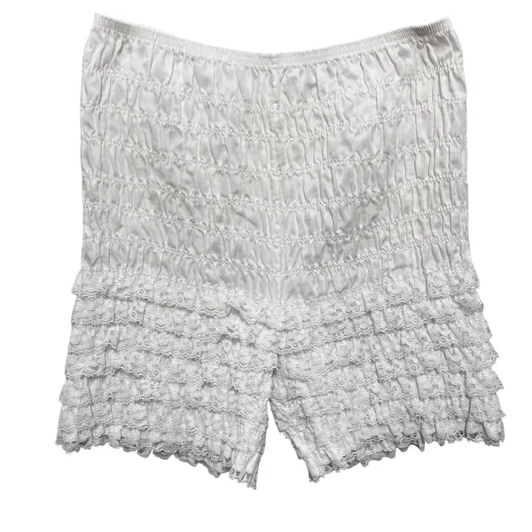 VTG 80s Women Cottage Coquette Bloomers L White Smocked‎ Lace Retro Ruffle Fairy - Image 4