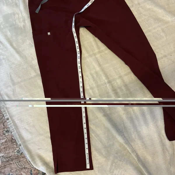FIGS Livingston Scrub Pants Burgundy Size XS - Image 7