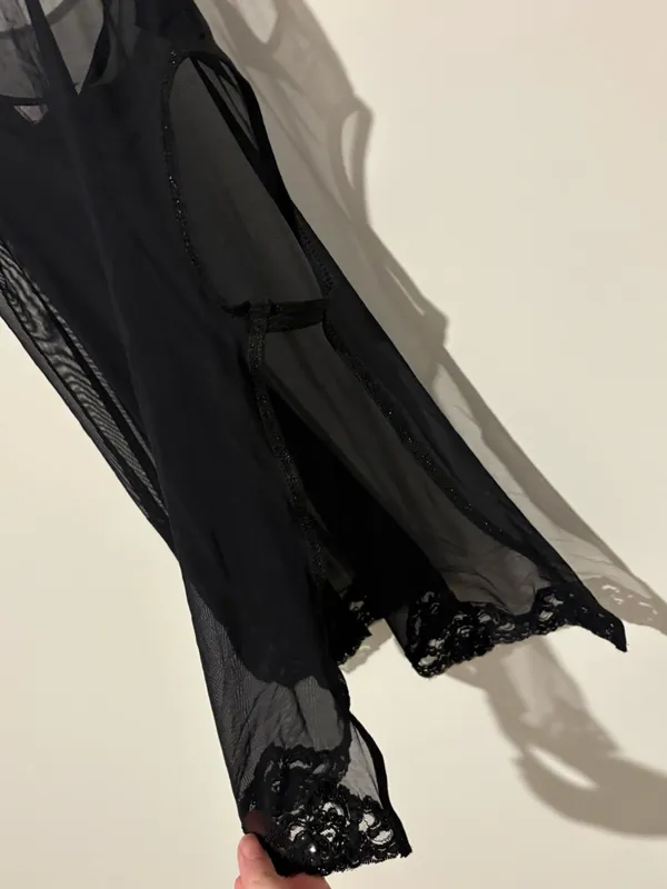 Victoria's‎ Secret Women's Baby Doll Sheer Cut Out Slit Sequin slip Black small - Image 3