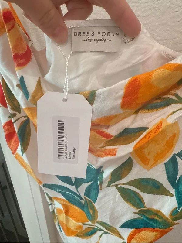Dress Forum Citrus Print Slip Dress Large Lemon Orange Mediterranean Maxi Dress - Image 3