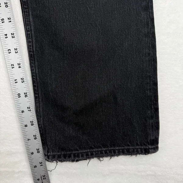 AGOLDE High Rise Straight‎ Leg Jeans Faded Black Raw Hem Size 30 Button Fly - Image 6