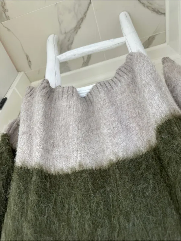 Nordstrom bp Label Oversized Brushed Trixie Colorblock Fuzzy Knit Sweater Size M - Image 9