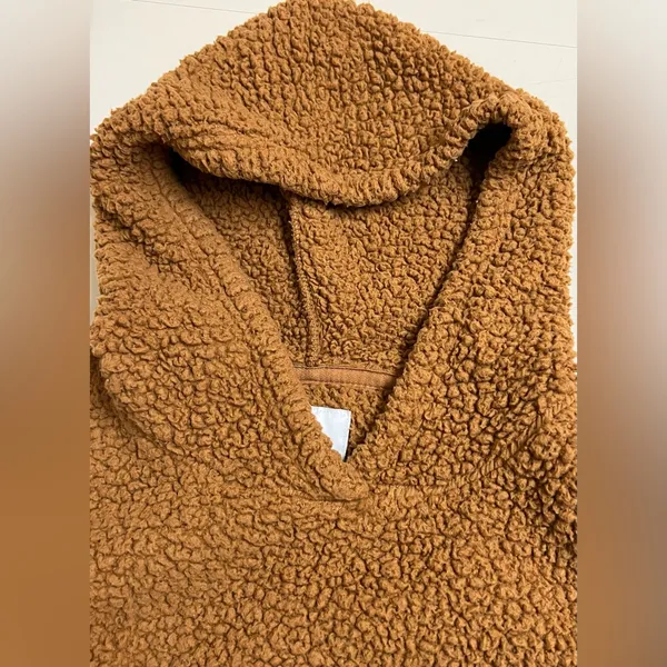 American Eagle AE Brown Sherpa Pullover Hoodie - Size XS - VGUC - Image 3