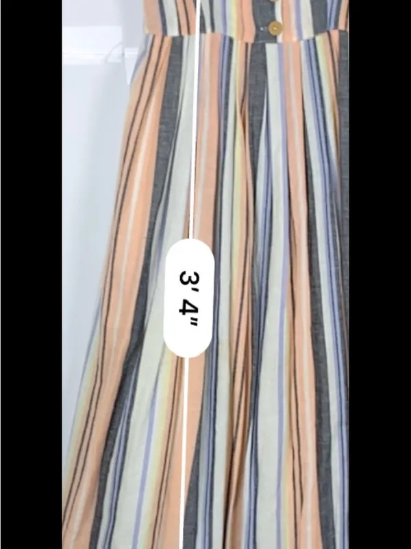 Free People Lilah Midi Dress S Striped Cotton Autumn Wedding Guest Boho - Image 7