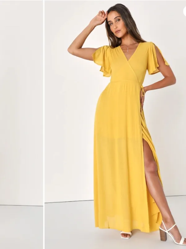 LULU's Chic Romantic Sexy Flowy Wedding Casual Resort Europe Vacation Wrap Dress - Image 3
