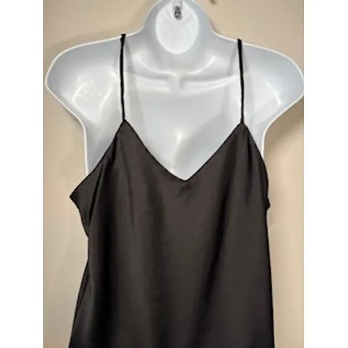 NICOLE MILLER Midi Black Satin Ruched Slip Dress Size‎ Medium Evening Chic LBD - Image 6