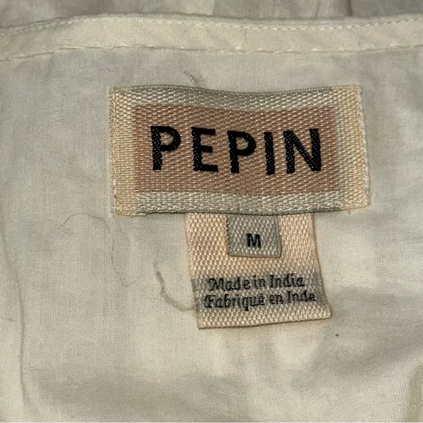 Anthropologie Pepin Women’s Size M White Red Blue Embroidered Cotton V-Neck Top - Image 8